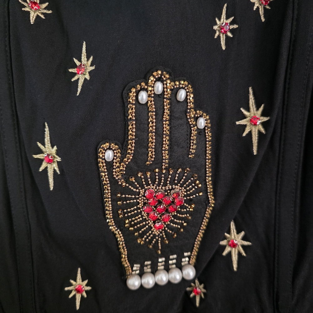 Disturbia Black Dress with Gold and Red Beaded Embroidery - Picture 2 of 3